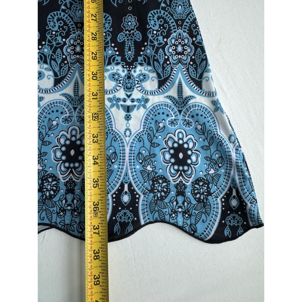 R&B Collection Border Print Shift Dress Size 1X Black Blue Paisley Boho Knit - Picture 6 of 10